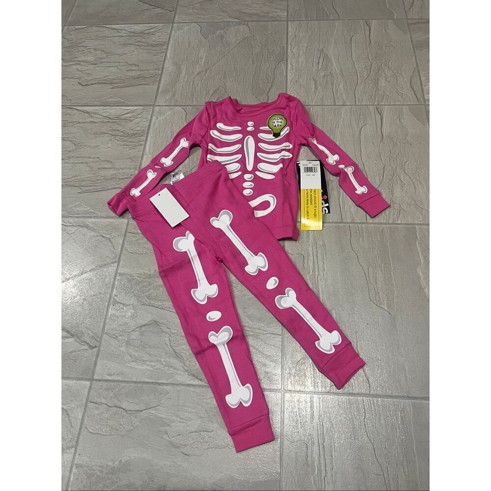 Komar Kids Pink Skeleton GlowโIn The Dark 2pc Jammy Set Girls 18 Months NEW